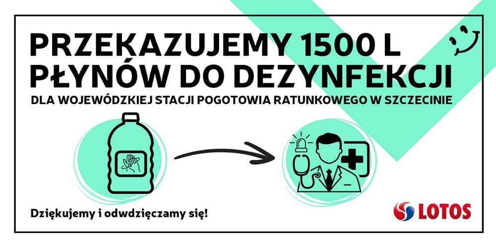 LOTOS przekazuje płyn do dezynfekcji pogotowiu w Szczecinie