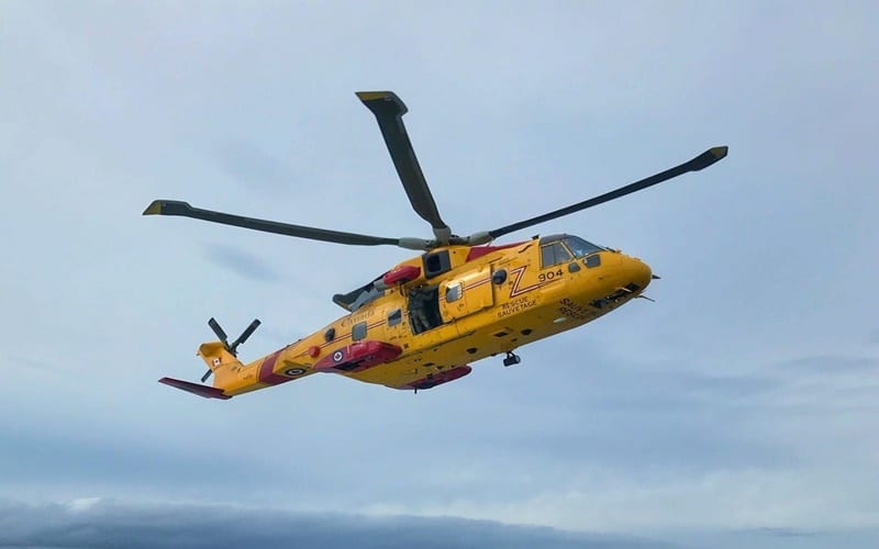 Ciekawski niedźwiedź polarny próbował wejść do wojskowego śmigłowca