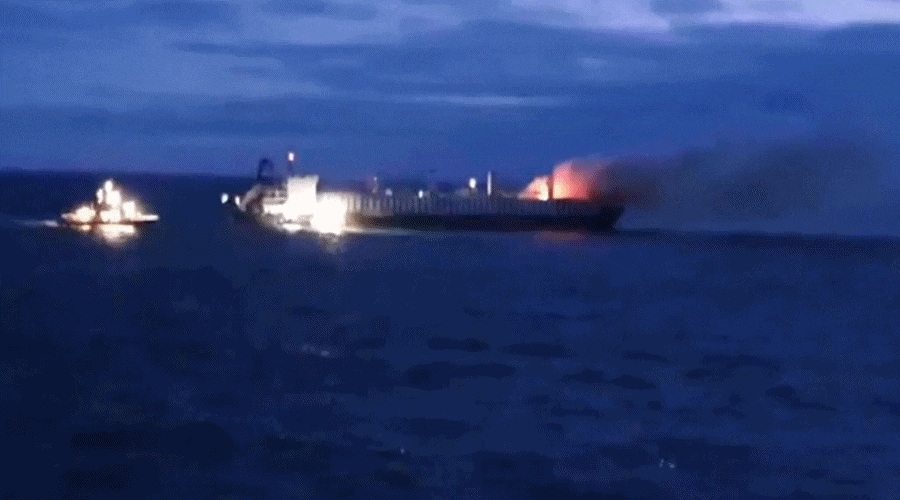 Pożar na masowcu Almirante w pobliżu Geteborga / Portal Stoczniowy