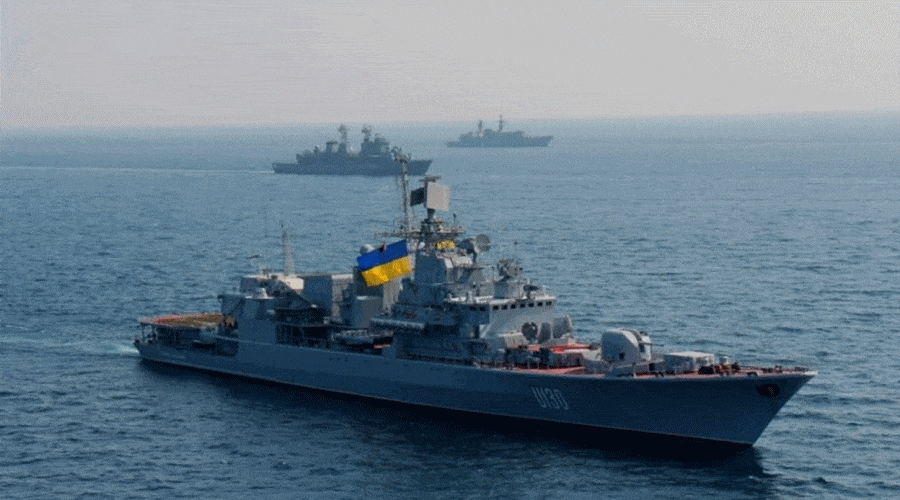 W porcie w Mikołajowie celowo zatopiono ukraińską fregatę Hetman Sahajdaczny