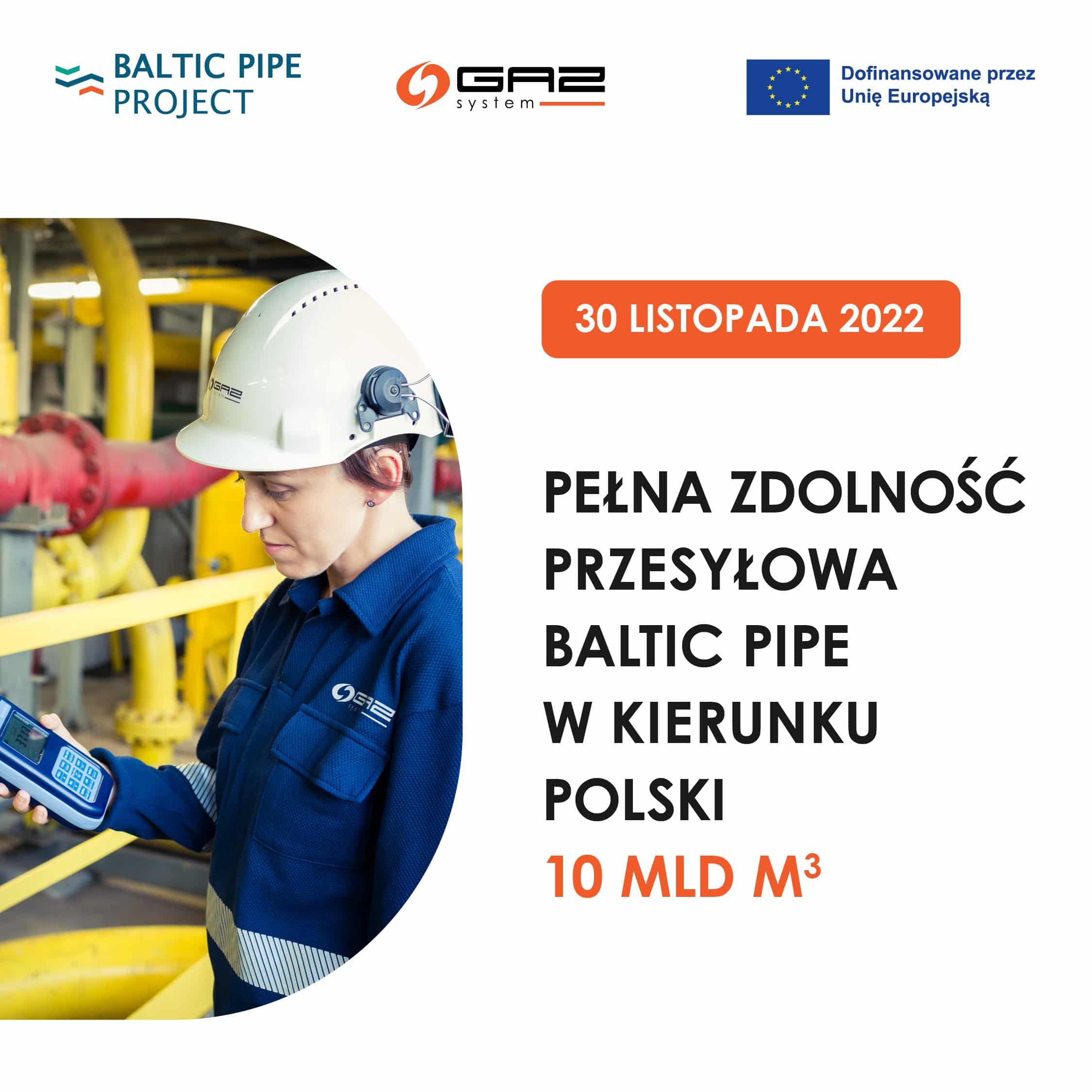 Gaz-System: Gazociąg Baltic Pipe osiągnął pełną przepustowość