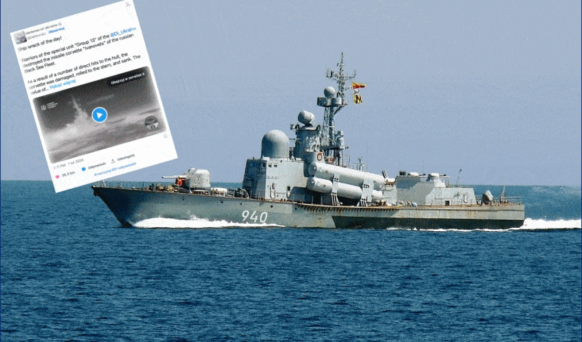 Atak na rosyjską korwetę rakietową Iwanowiec na Morzu Czarnym / Portal Stoczniowy
