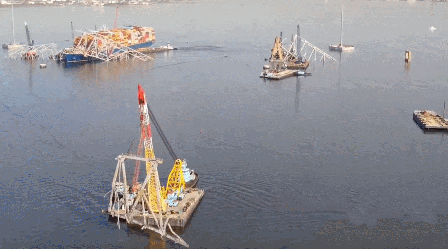 Postępy w pracach nad odblokowaniem kanału w Baltimore / Portal Stoczniowy